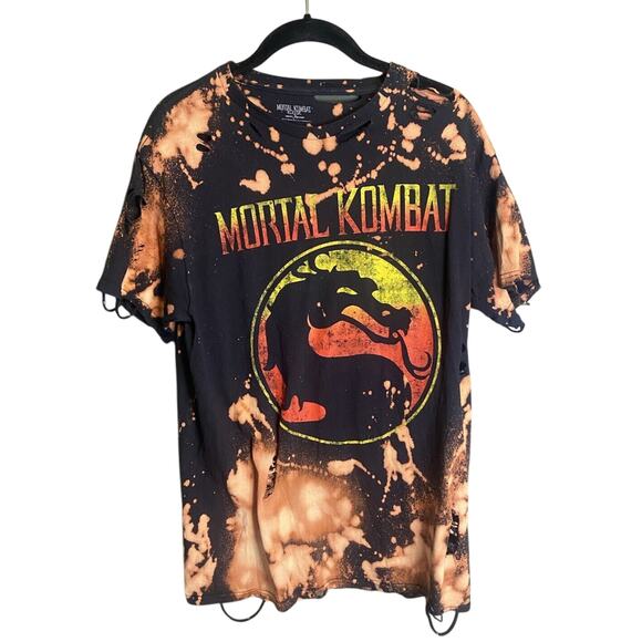 Mortal Kombat Shirt Mens Size Medium Graphic Tee Reverse Tie Dye Thrashed Grunge - Picture 1 of 10